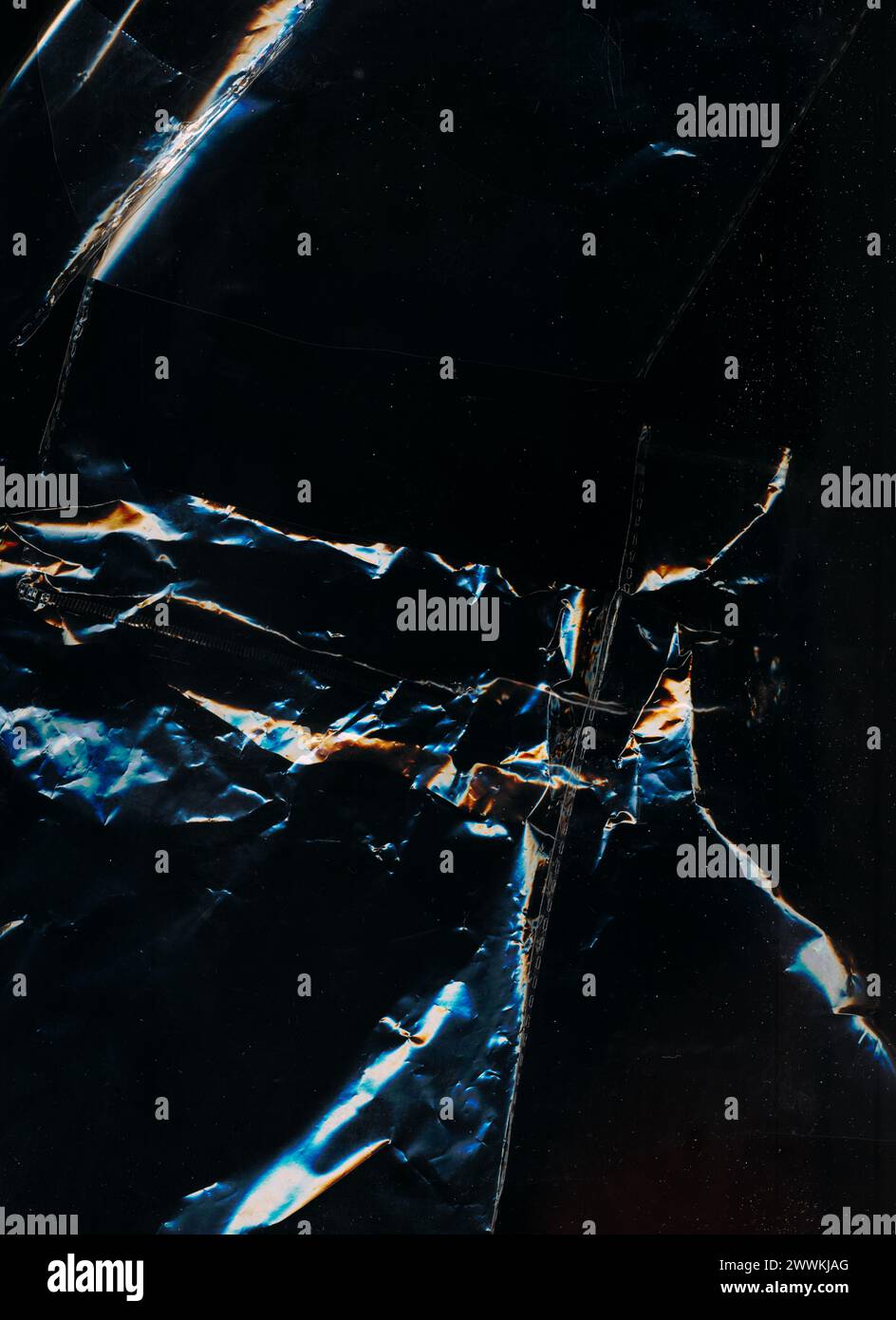 Alte Folienstruktur zerknitterte Folienstaub Kratzer Rost Stockfoto