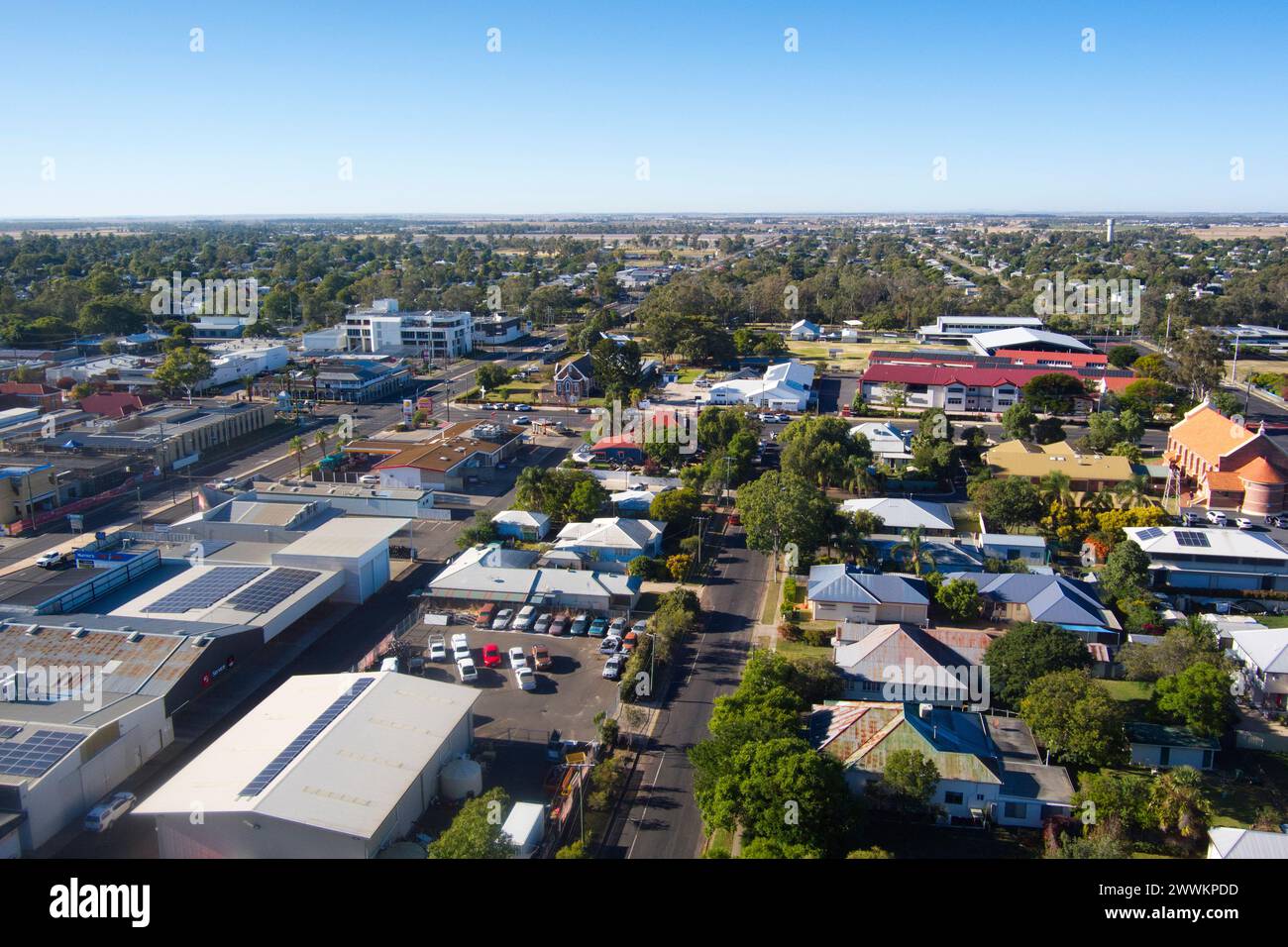 Aus der Vogelperspektive von Dalby Darling Downs Queensland Australien Stockfoto