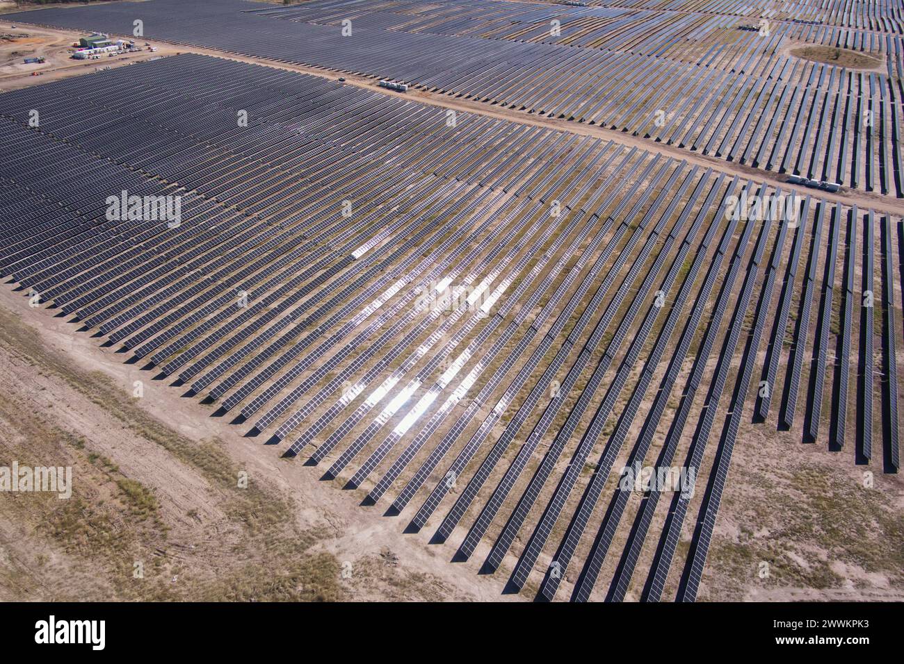 Solarfarm mit einer Fläche von über 500 Hektar in Wandoan South Queensland Australien Stockfoto