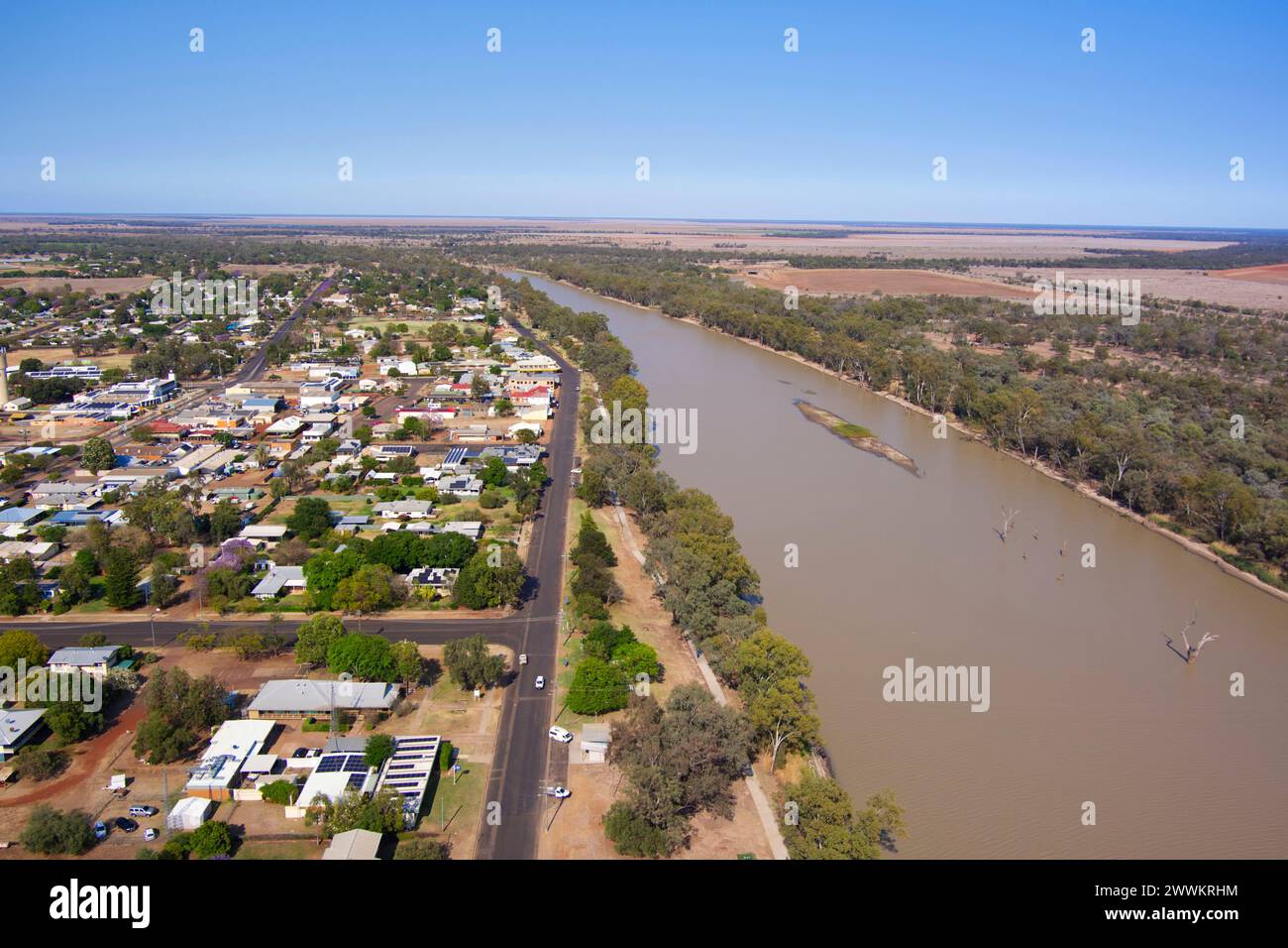 Luftlinie des Balonne River bei St. George Queensland Australien Stockfoto