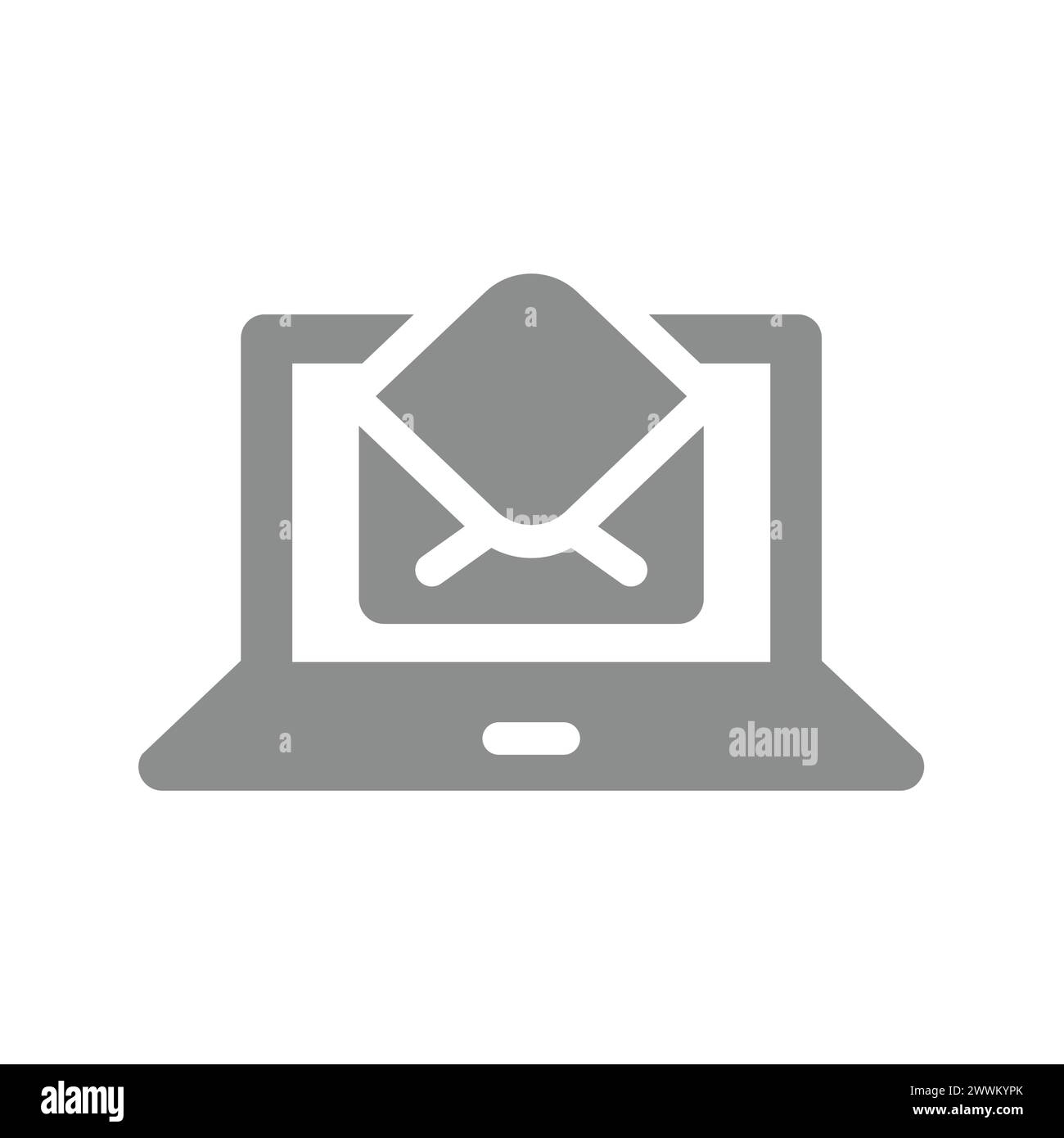 Symbol für E-Mail und Laptop-Vektor öffnen. Symbol für E-Mail, Brief und Computer-Monitor. Stock Vektor