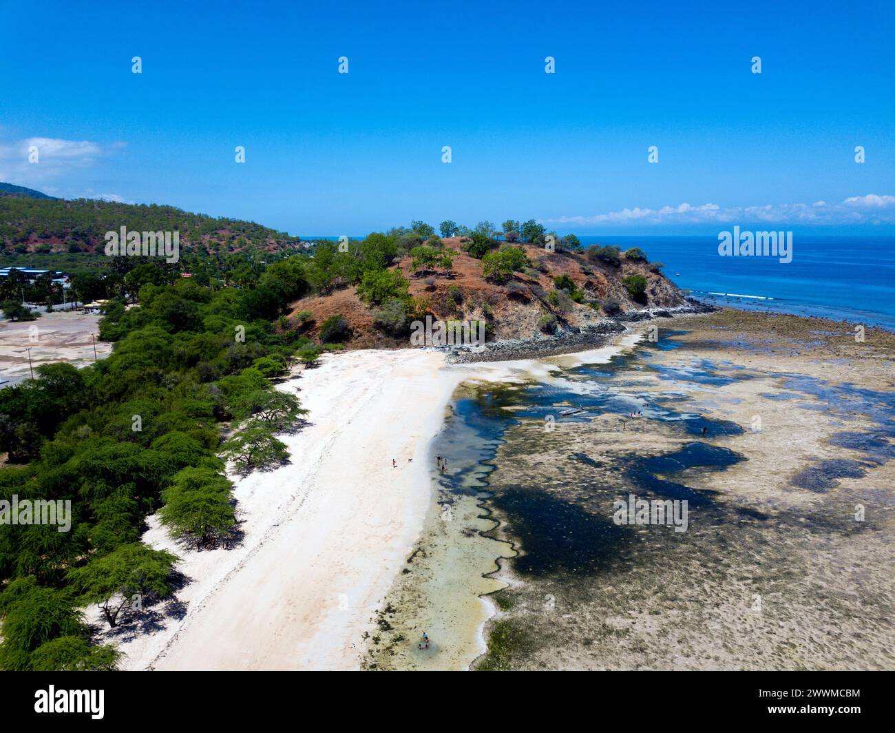 Einzigartiger Blick auf ULMERA Beach, LIQUICA, Timor-Leste. Die einzigartigen Ansichten von Timor. Stockfoto