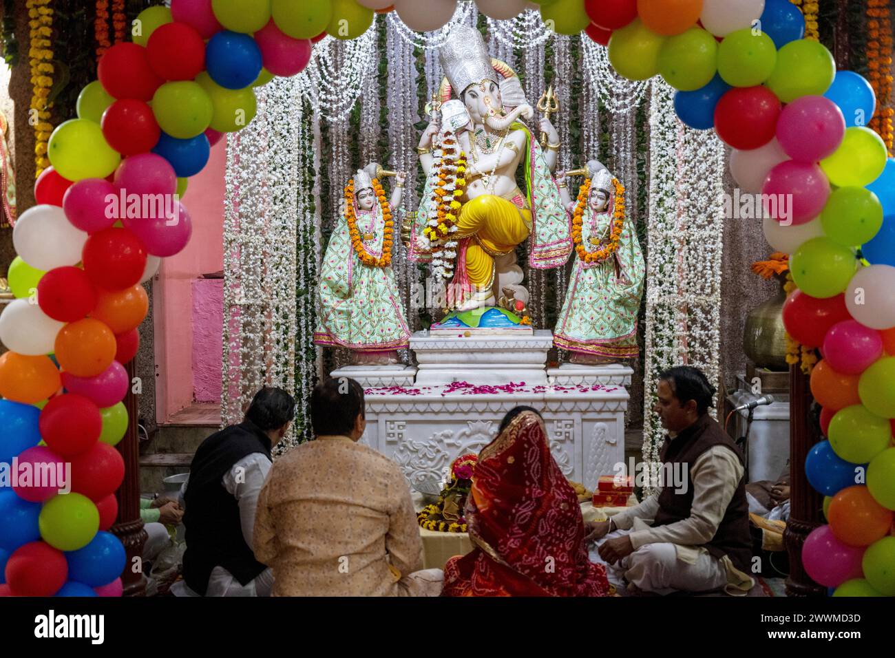 Indien, Jaipur, Shree Khole Ke Hanuman Ji Tempel Stockfoto