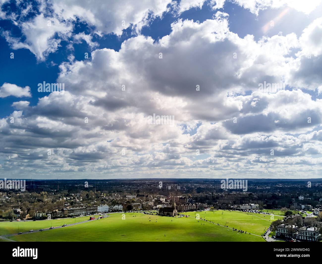 Luftaufnahme von Blackheath Common, Greenwich, England Stockfoto