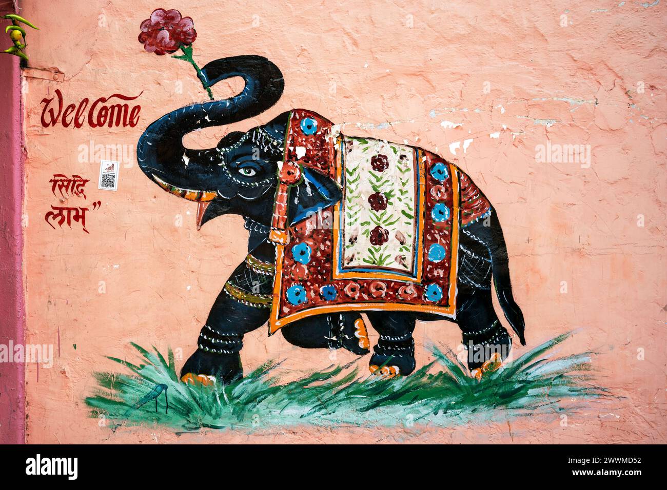 Indien, Jaipur, Graffiti Stockfoto