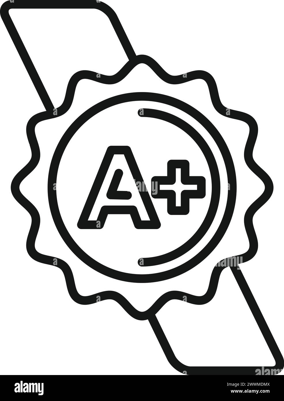 Konturvektor für das Symbol „regulierte Produkte“. Hochwertiges goldenes Emblem. Suchregel für Unternehmen Stock Vektor