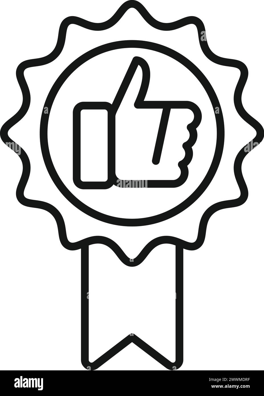Daumen nach oben für den Konturvektor des Symbols mit bester Qualität. Produktkontrolle. Policy-Regel suchen Stock Vektor