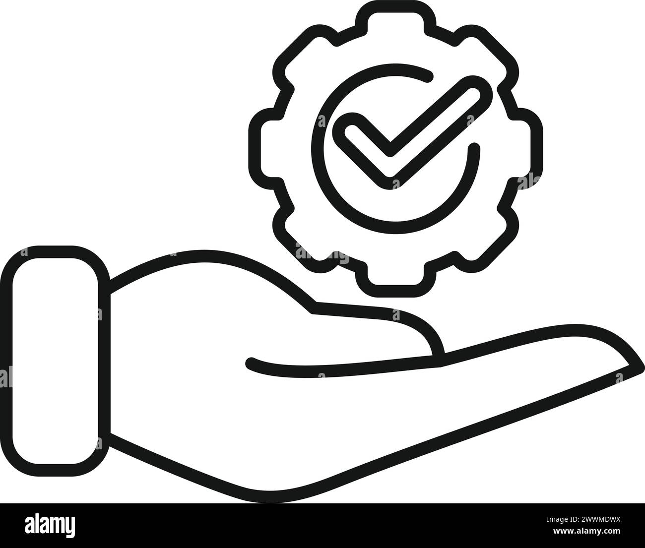 Konturvektor des Symbols für Pflegeprodukte. Policy-Regel-Firma. Qualitätssicherung der Sicherheit Stock Vektor