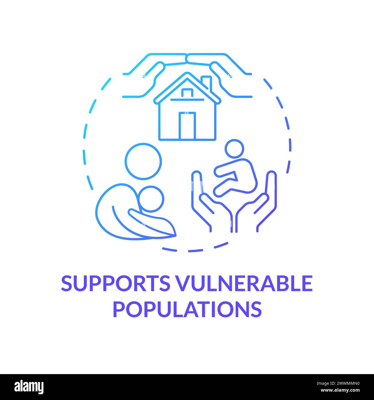 Symbol für das blaue Gradientenkonzept für anfällige Bevölkerungsgruppen unterstützen Stock Vektor