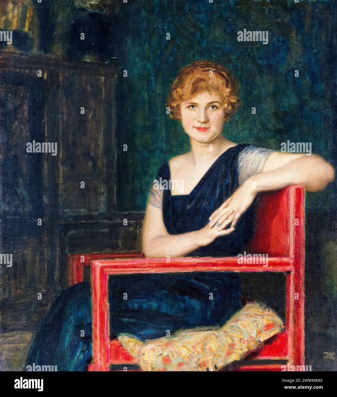 Franz von Stuck, Porträt einer Dame, Ölgemälde auf Leinwand, 1916-1918 Stockfoto
