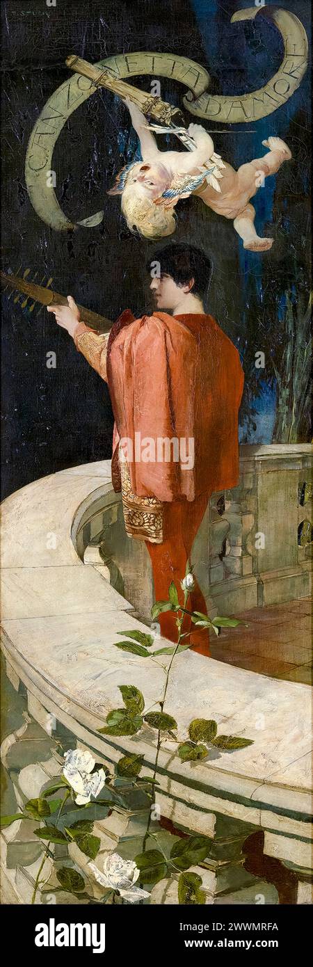 Franz von Stuck, Canzonetta d’amore (Liebeslied), Ölgemälde auf Leinwand, 1887-1888 Stockfoto