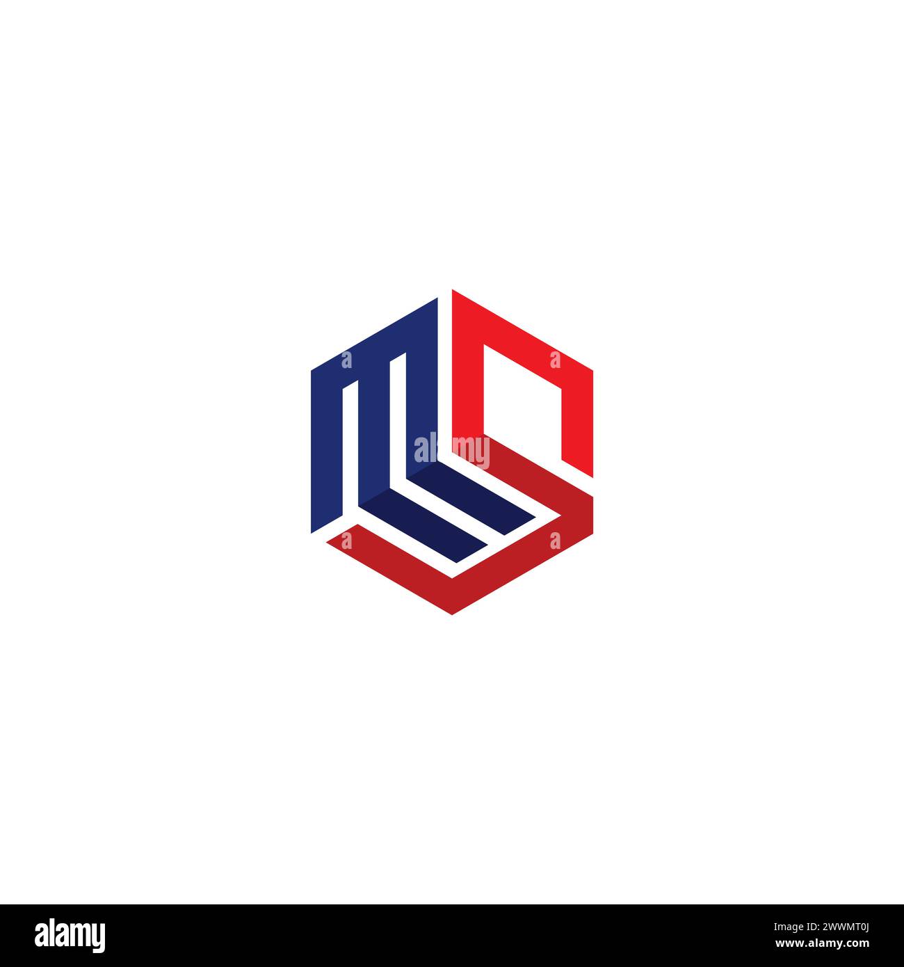 Ms-Logo mit Kombination aus Sechskantform. Ms-Symbol Stock Vektor