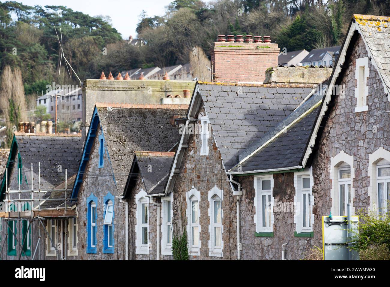 Allgemeiner Querschnitt von Reihenhäusern in einem Arbeiterviertel in England Stockfoto