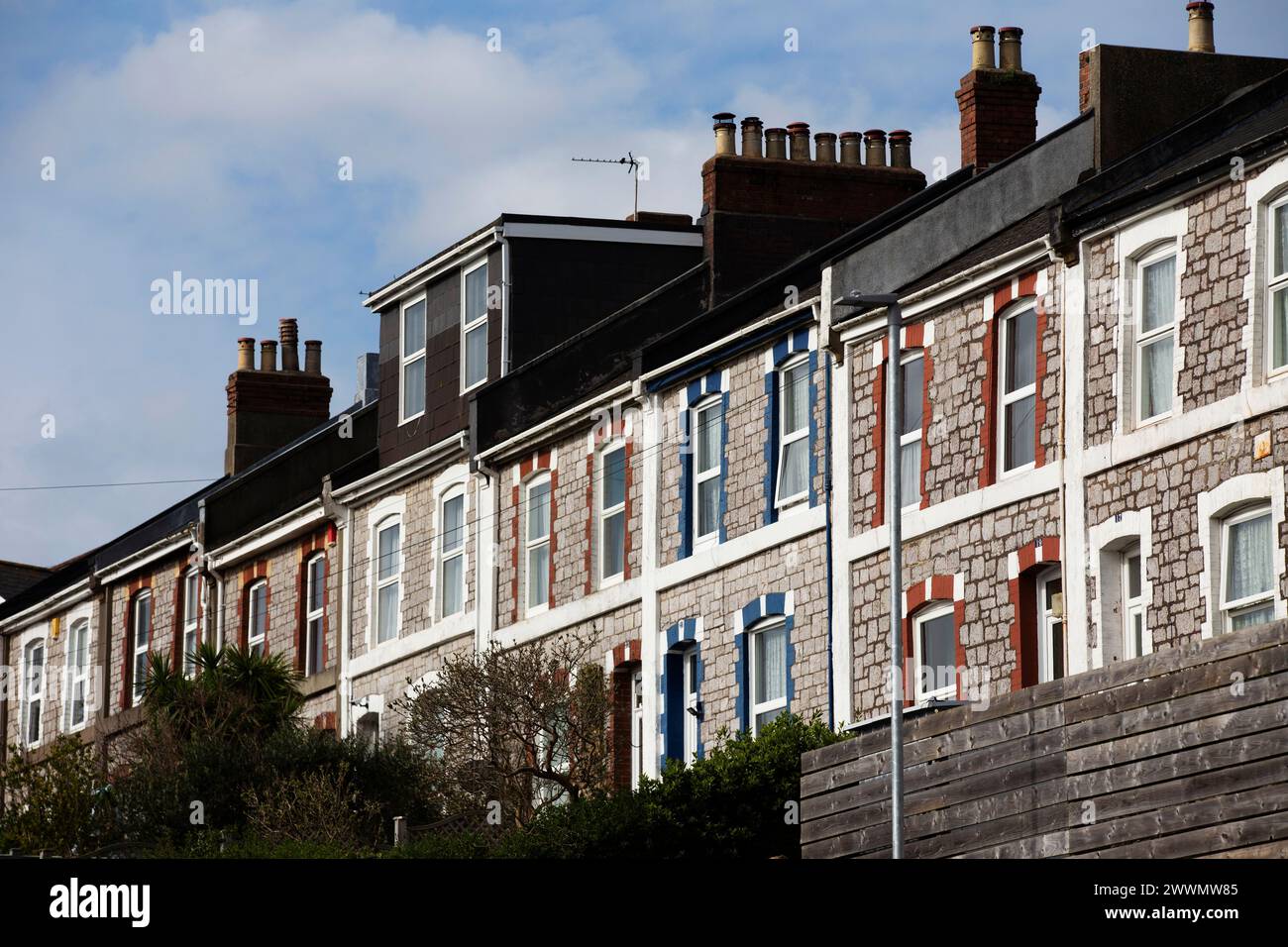 Allgemeiner Querschnitt von Reihenhäusern in einem Arbeiterviertel in England Stockfoto