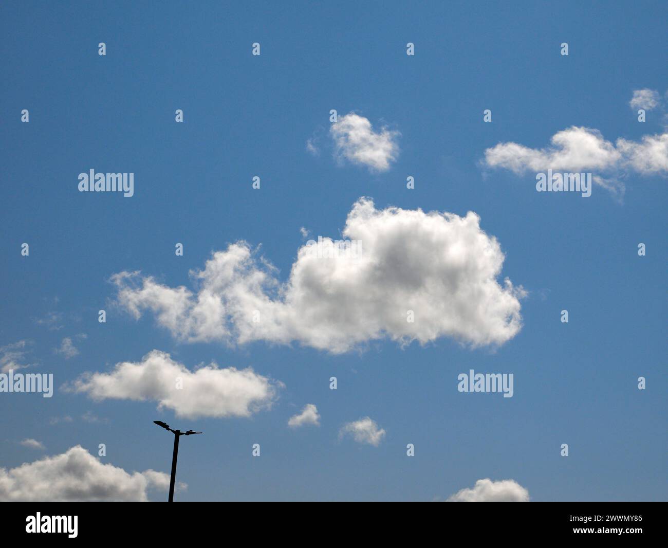 Weiße Cumulus-Wolken Hintergrund, Sommerwolken Stockfoto