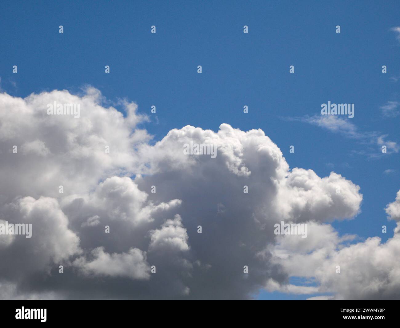 Weiße Cumulus-Wolken Hintergrund, Sommerwolken Stockfoto