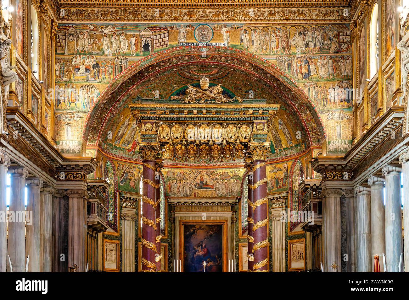 Hauptaltar der Basilika Santa Maria Maggiore, Rom, Italien Stockfoto