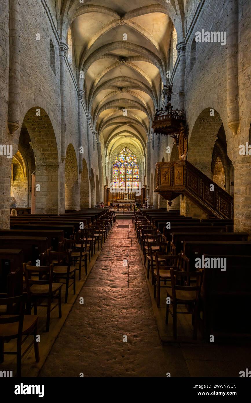 Innere der Kirche Saint-Just in Arbois, Departement Jura, Franche-Comte, Frankreich Stockfoto