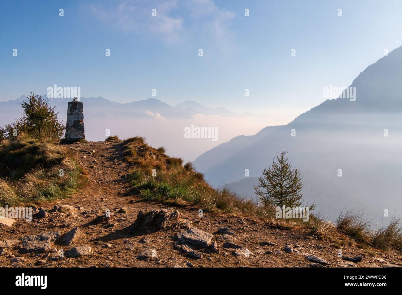 Der Gipfel des Mount Legnoncino in den Orobie Alpen Stockfoto