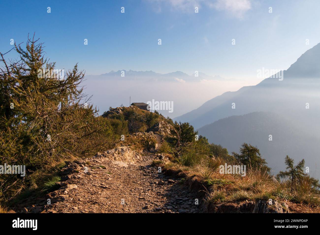 Der Gipfel des Mount Legnoncino in den Orobie Alpen Stockfoto