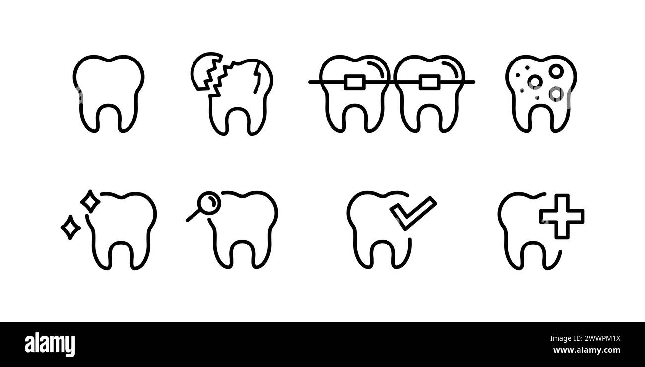 Satz von Zahnsymbolen Vektorillustration. Dentale Logo-Symbole setzen Design Template Vektor Stock Vektor