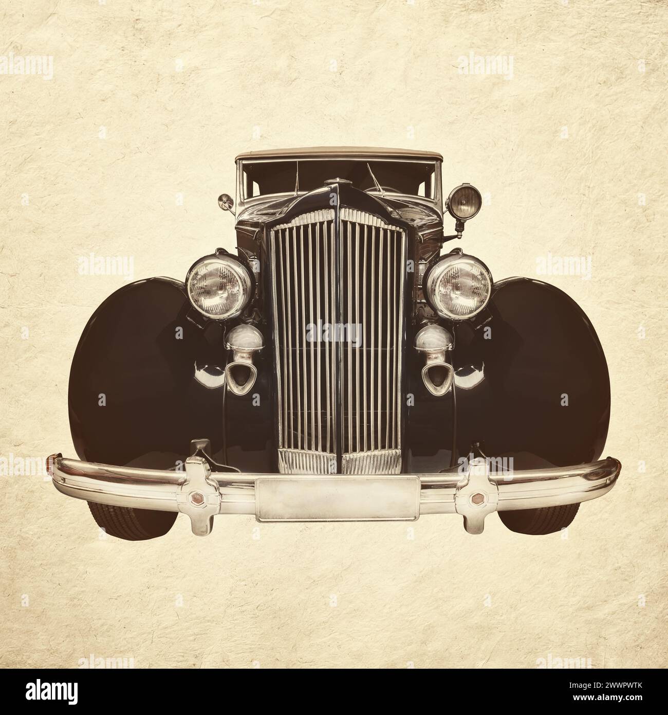 Sepia hat das Bild eines Luxusautos aus dem frühen 20. Jahrhundert Stockfoto