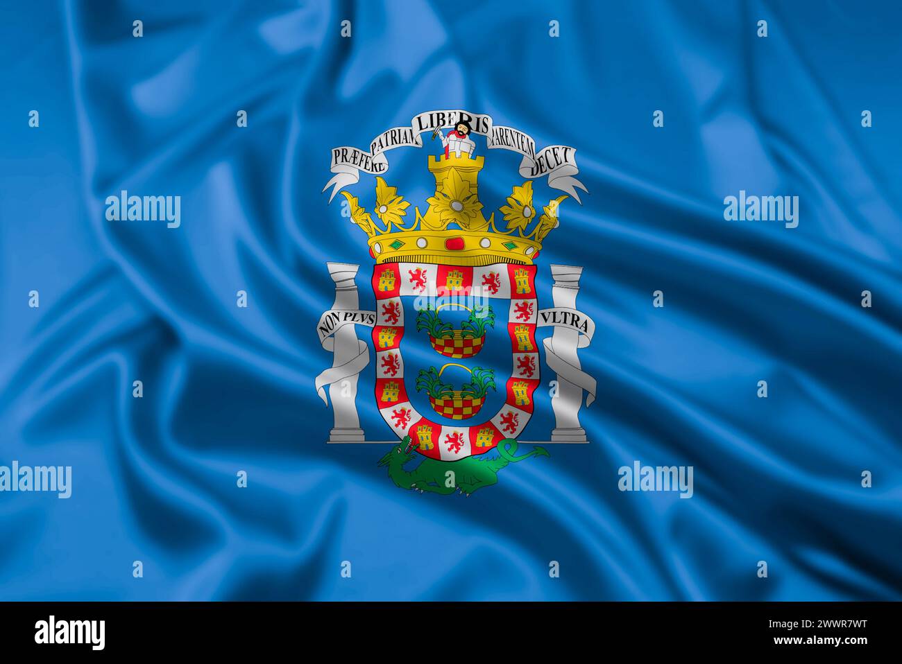 Die Flagge von Melilla, einer autonomen Stadt Spaniens an der Nordafrikanischen Küste Stockfoto