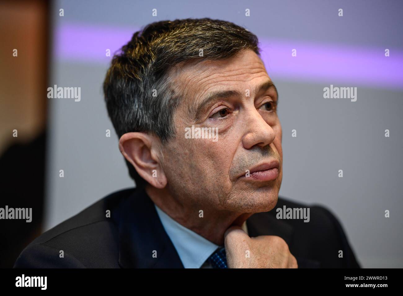 Torino, Italien. März 2024. Maurizio Lupi durante conferenza stampa di lancio della campagna elettorale Noi Moderati a Torino, Italia - Cronaca - Lunedi 25 marzo 2024 - ( Foto Alberto Gandolfo/LaPresse ) Maurizio Lupi während der Pressekonferenz zur Einleitung der Wahlkampagne für Noi Moderati in Turin, Italien - Montag, 25. März, 2024 - News - ( Foto Alberto Gandolfo/LaPresse ) Credit: LaPresse/Alamy Live News Stockfoto