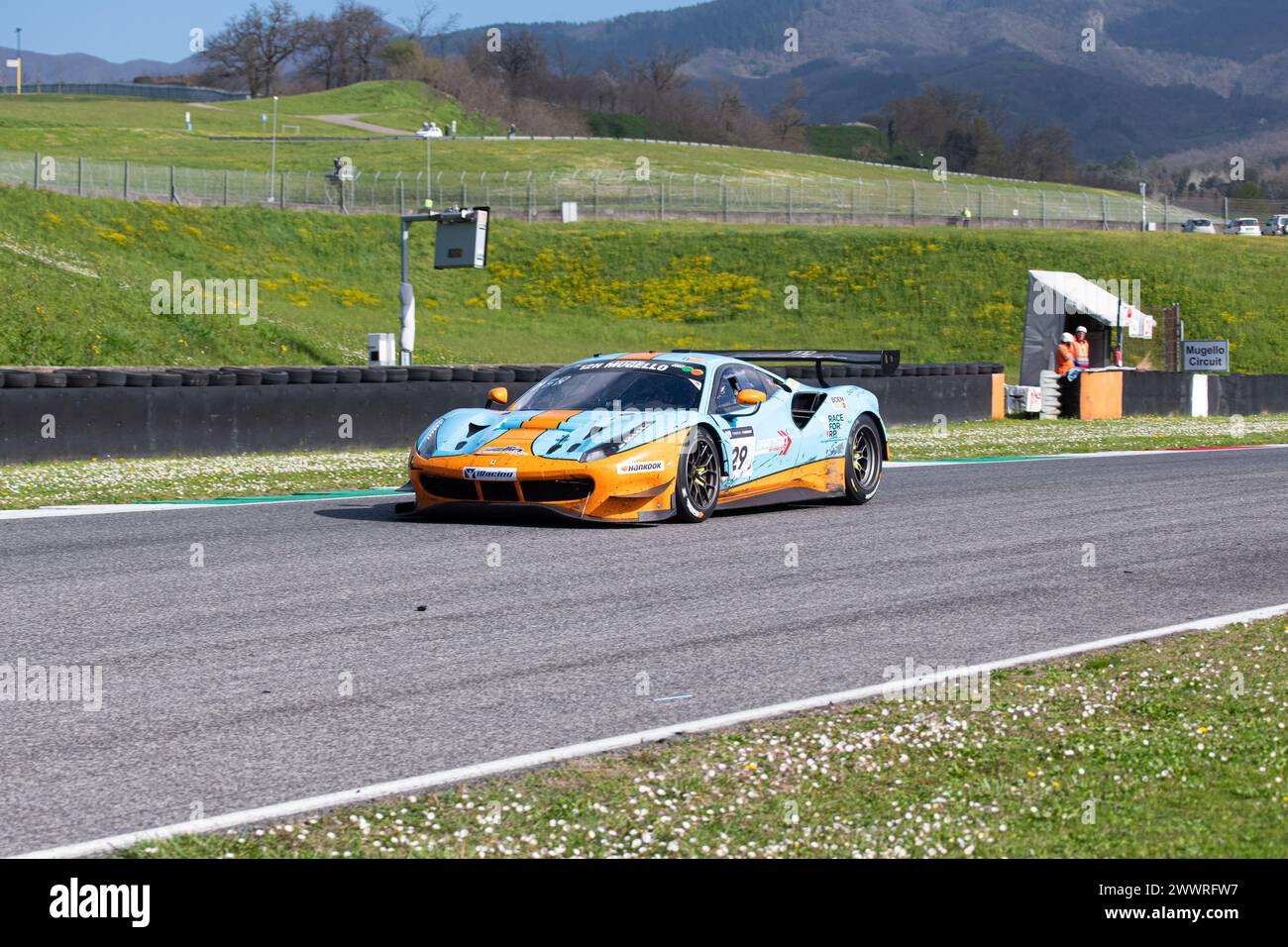 Mugello Circuit, Italien 24/03/2024 - 12h Mugello, Serie 24H. Rennen Teil 2. Ferrari 488 GT3 von Pellin Racing in Aktion auf der Rennstrecke. Foto: Fabio Pagani/Alamy Live News Stockfoto
