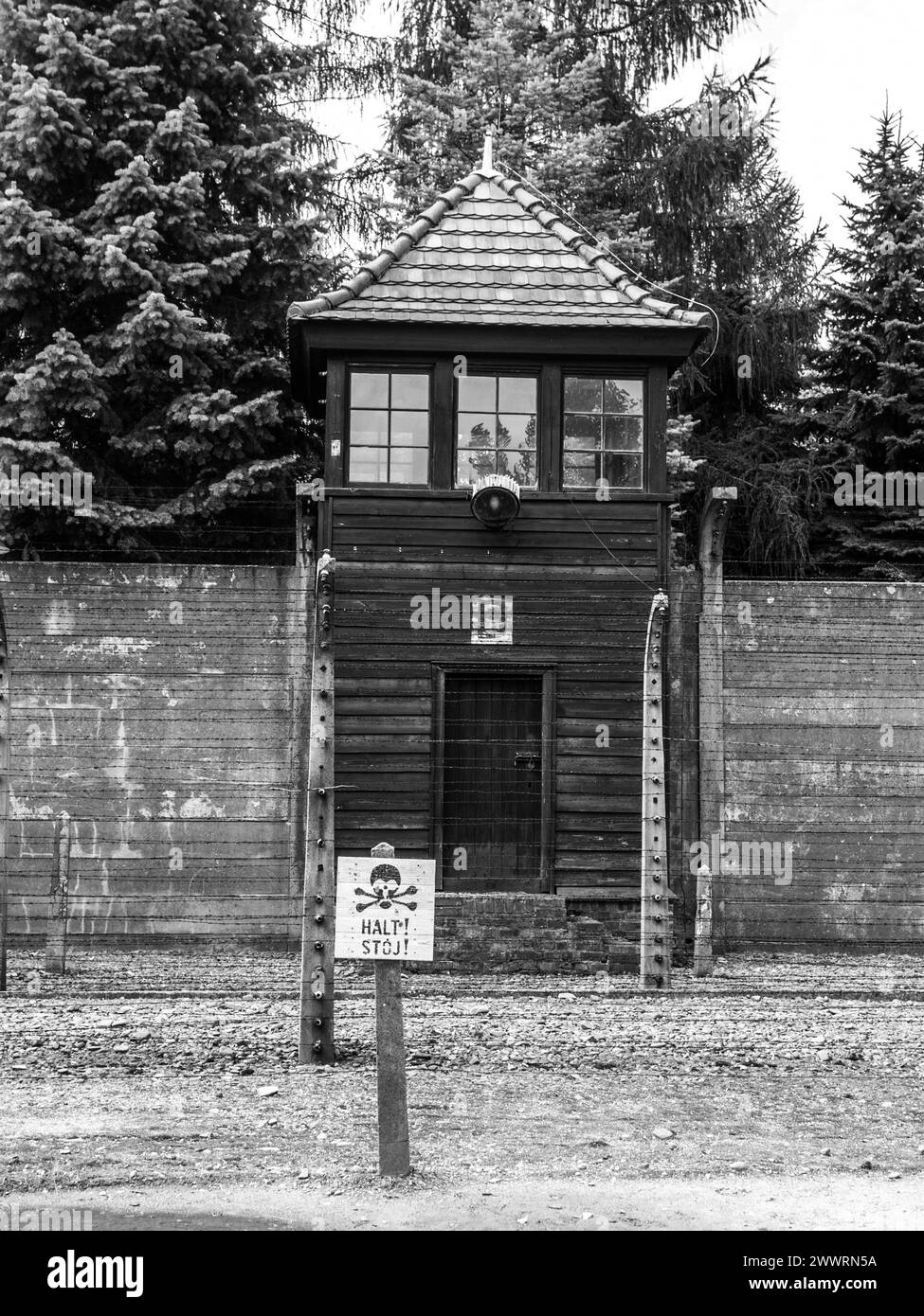 Wachturm im Konzentrationslager Oswiecim (Auschwitz) Stockfoto