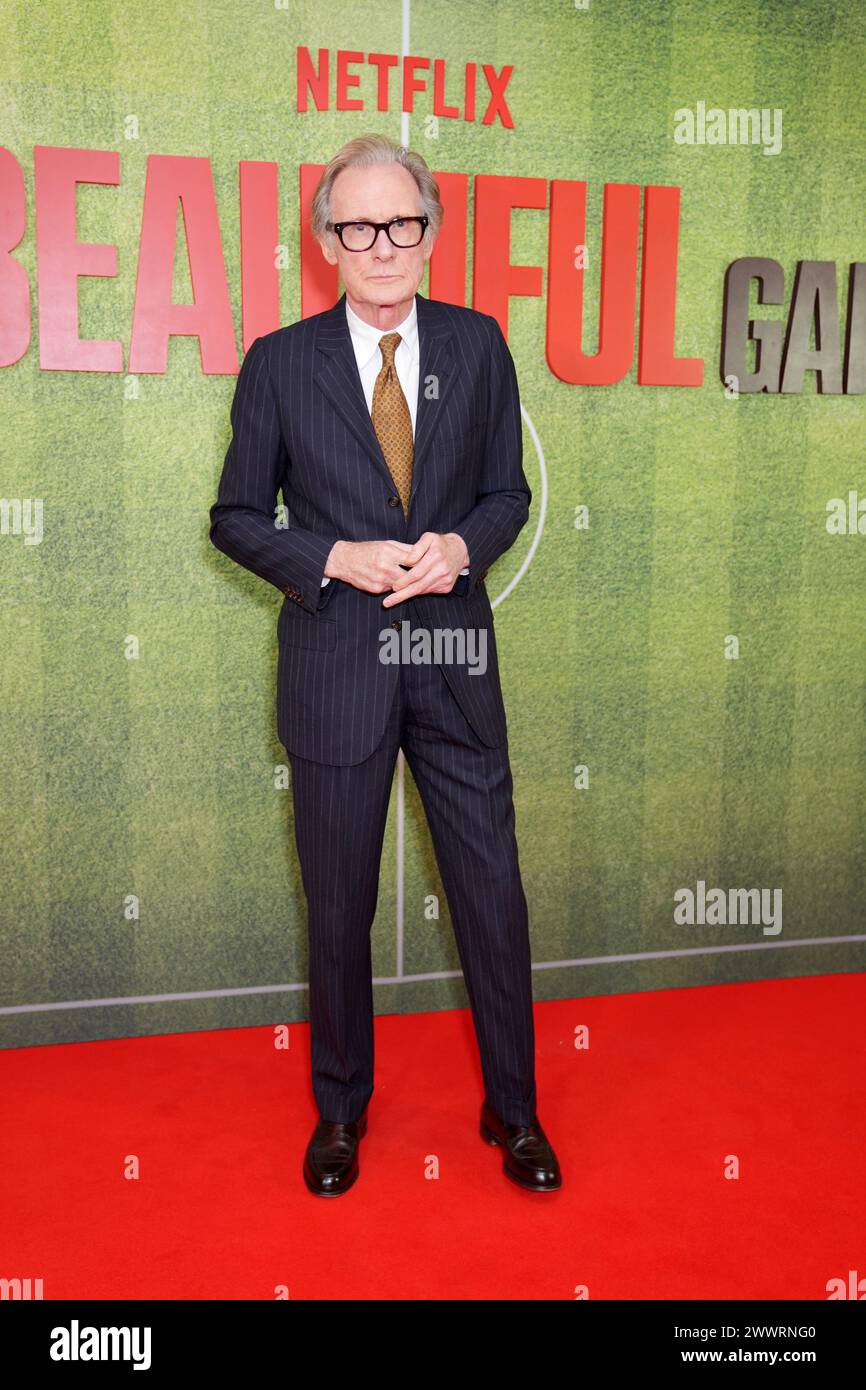 Bill Nighy kommt zu einer Vorführung des Netflix-Films The Beautiful Game im Ham Yard Hotel in Soho, London. Bilddatum: Montag, 25. März 2024. Stockfoto