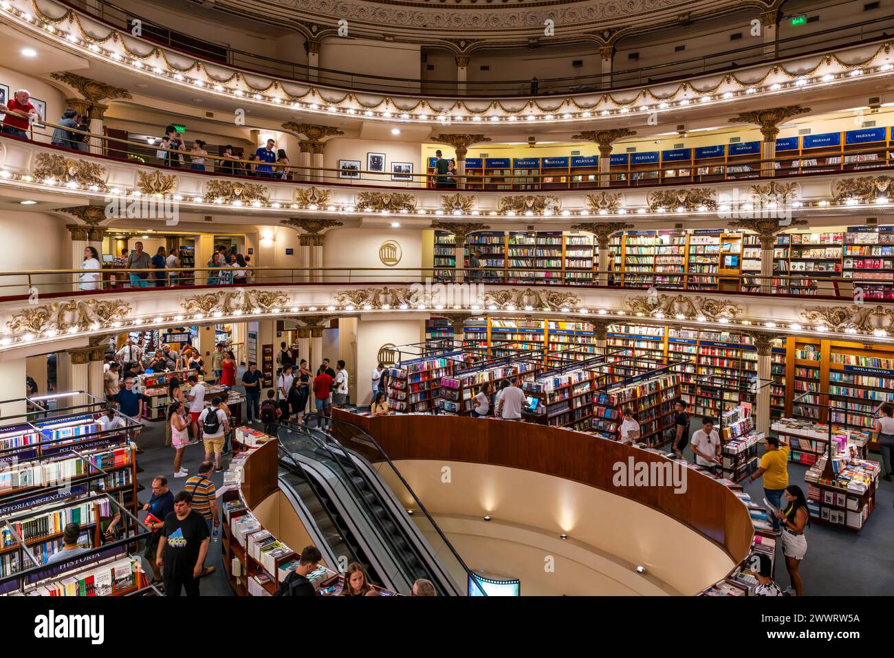 Das Innere des El Ateneo Grand Splendid Bookshop, Buenos Aires, Argentinien. Stockfoto