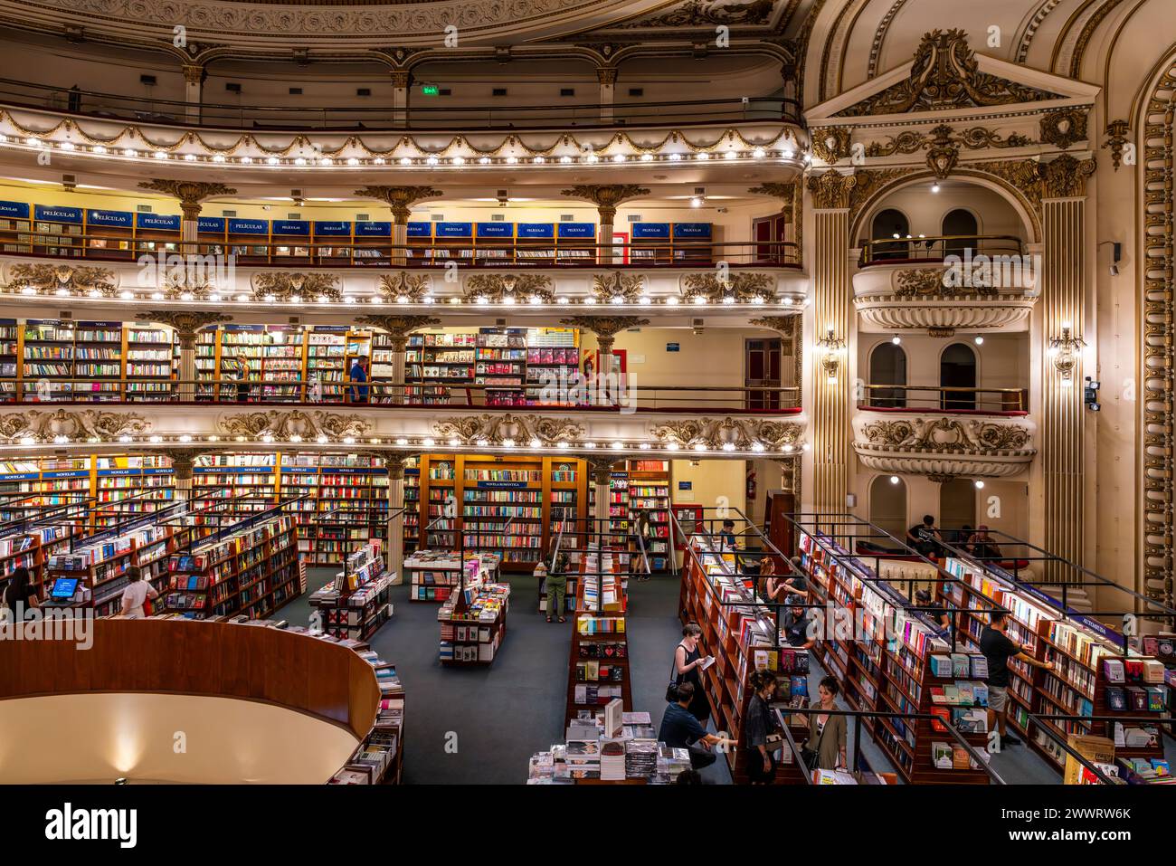 Das Innere des El Ateneo Grand Splendid Bookshop, Buenos Aires, Argentinien. Stockfoto