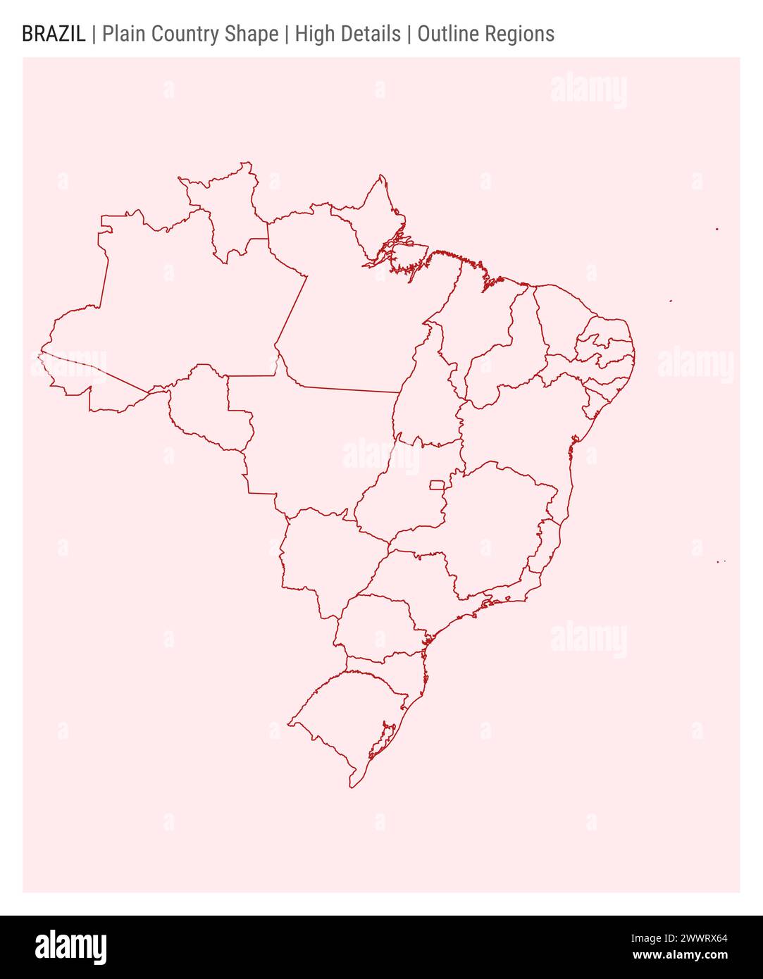 Brasilianische Landkarte. Hohe Details. Stil für Modellbereiche. Form Brasiliens. Vektorabbildung. Stock Vektor