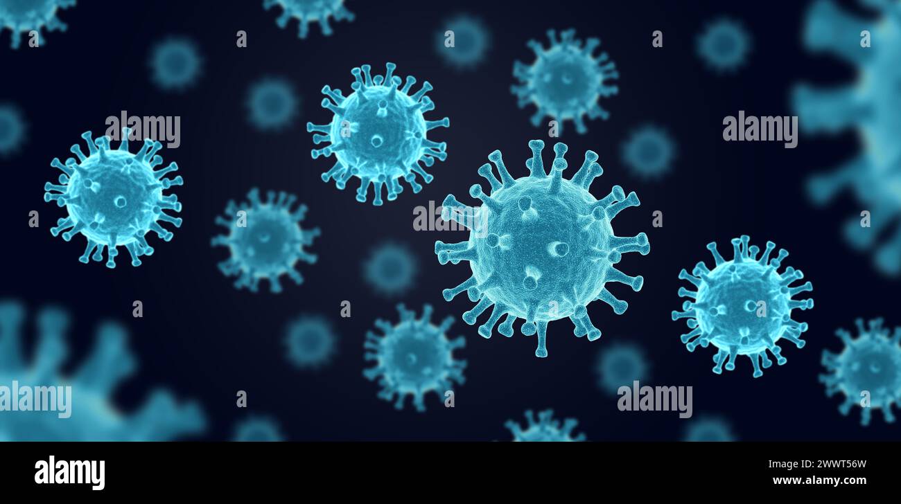 Virus. Blaue Farbe. 3D-Abbildung. Stockfoto Virus. Blaue Farbe. 3D-Abbildung. Stockfoto