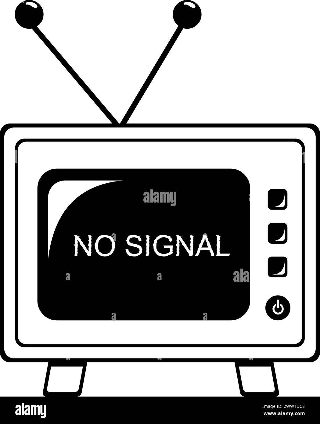 Vektorsymbol Schwarz-weiß tv kein Signal Stock Vektor