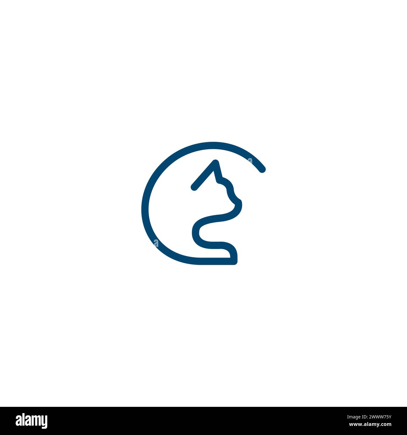 Cat Line Logo. Cat-Logo mit Buchstabe C Stock Vektor