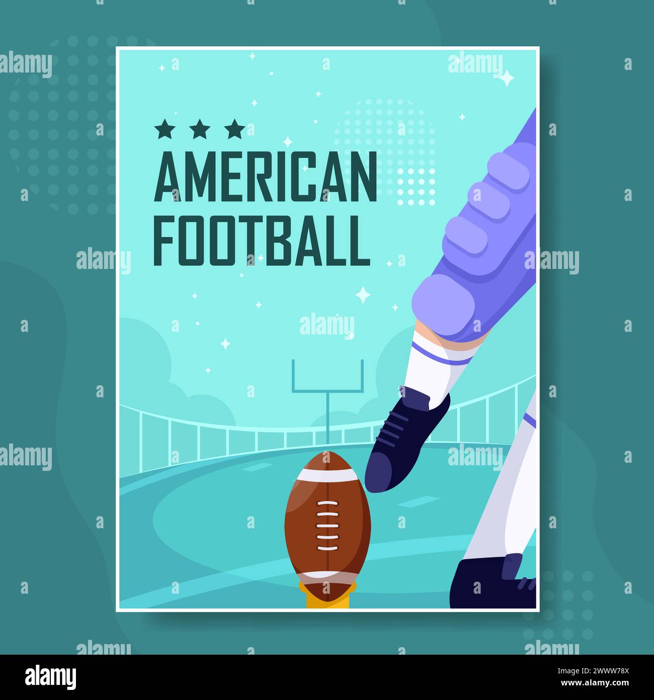 American Football Illustration Poster mit Rugby-Spieler. Stock Vektor