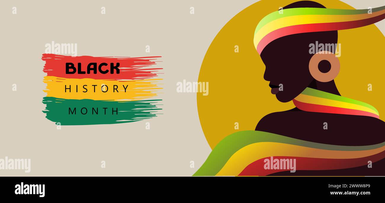 Schwarzes Geschichte Monat Design Poster mit Mädchen Charakter Vektor Illustration Stock Vektor