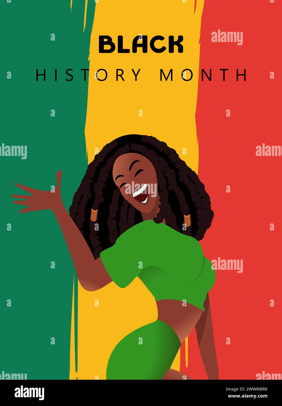 Schwarzes Geschichte Monat Design Poster mit Mädchen Charakter Vektor Illustration Stock Vektor