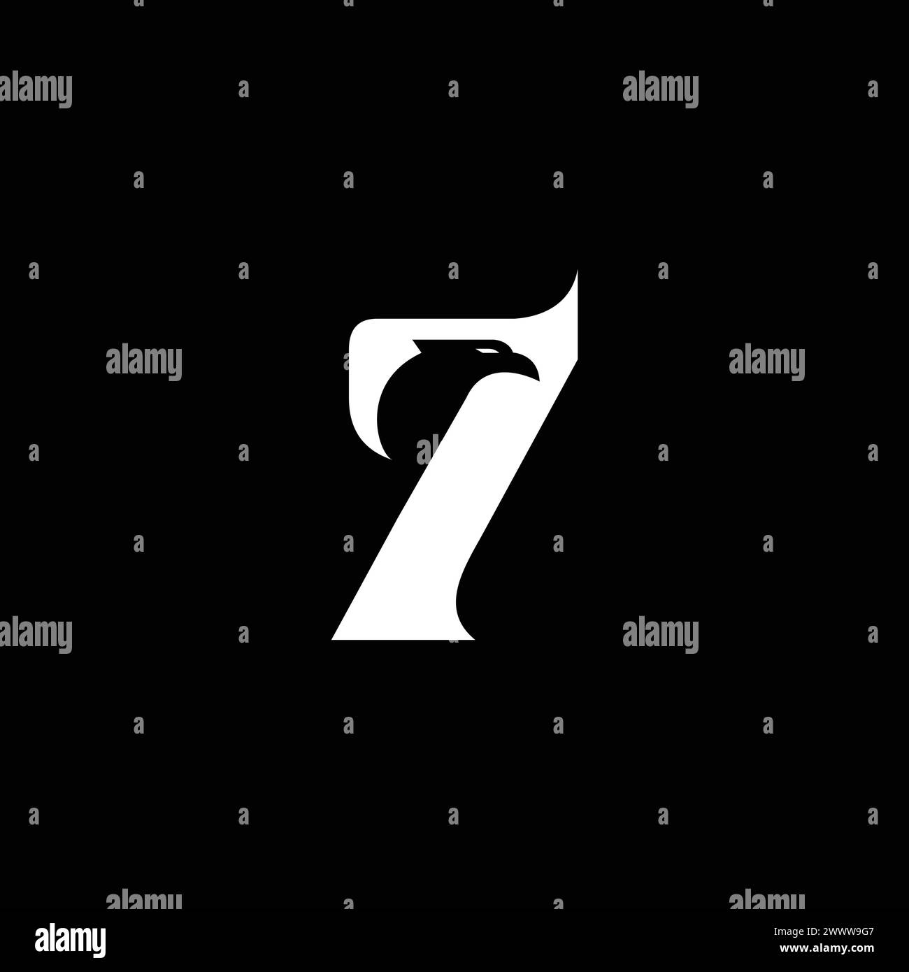 Kombination Mit Dem Logo „Number Seven“. Seven Eagle Logo Stock Vektor