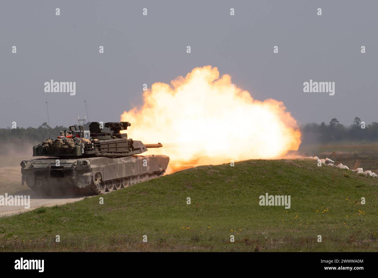 Soldaten der US-Armee, die dem 3. Bataillon, 67. Panzerregiment, 2. Panzerbrigade Combat Team (2. ABCT), 3. Infanteriedivision, Stockfoto