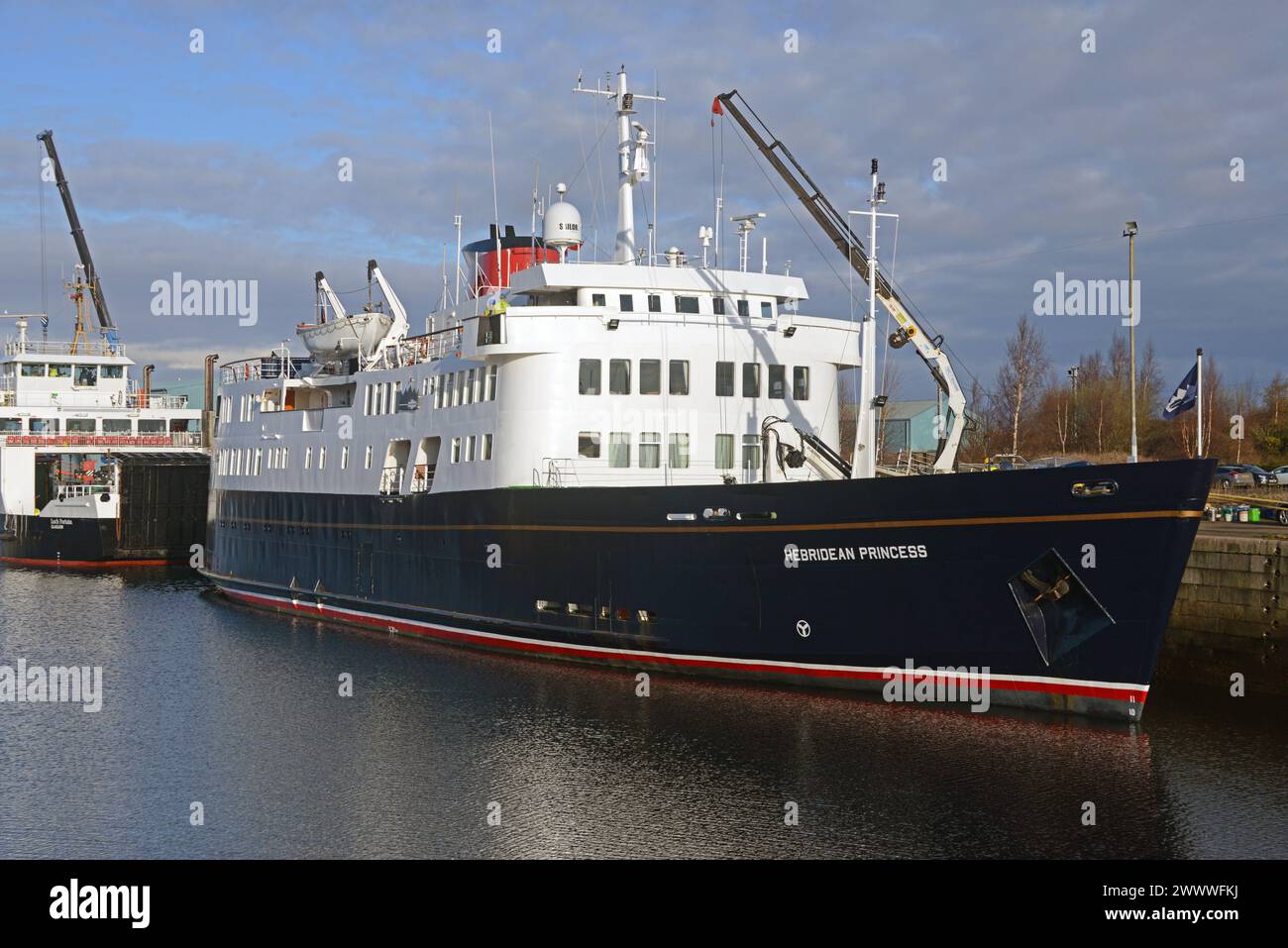 DIE HEBRIDISCHE PRINZESSIN legte während der Winterpause am James Watt Dock in Greenock an Stockfoto