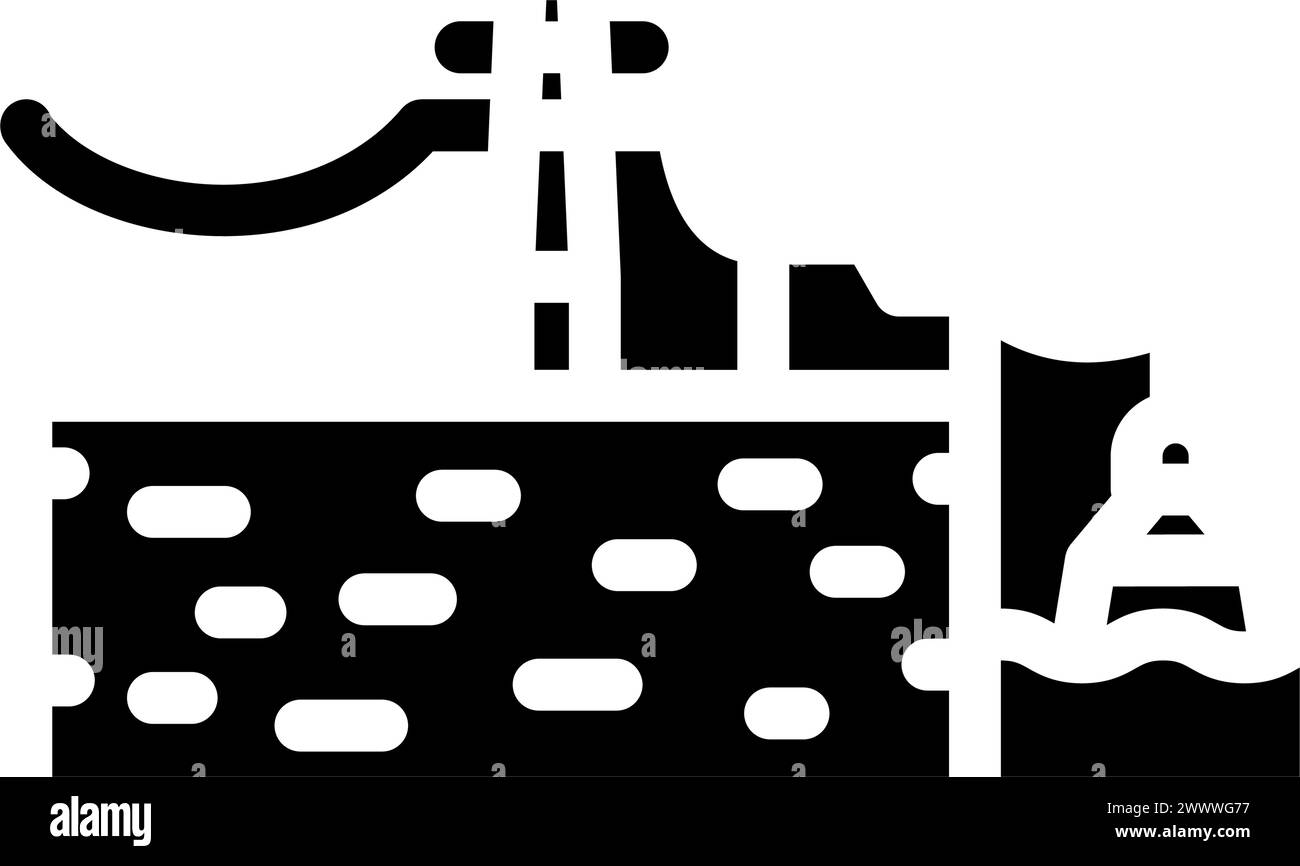 Wellenübertragung Gezeitenkraft Glyphe Symbol Vektor Illustration Stock Vektor