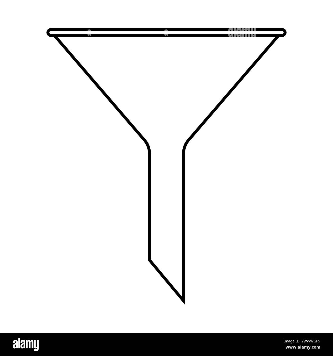 Icon Filtertrichter zum Eingießen von Flüssigkeit in eine dünne Halsschale Stock Vektor