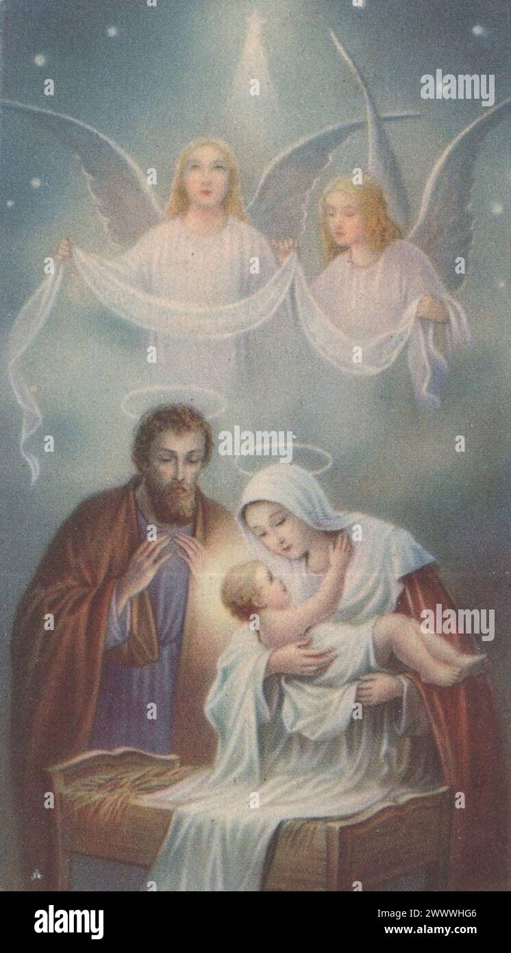 Alte heilige Karte Heilige Familie ( Joseph, Maria Maria und Jesus) Sacra Familia - St Joseph, St Maria, Jesus zusätzliche Rechte-Clearenzen-nicht verfügbar Stockfoto