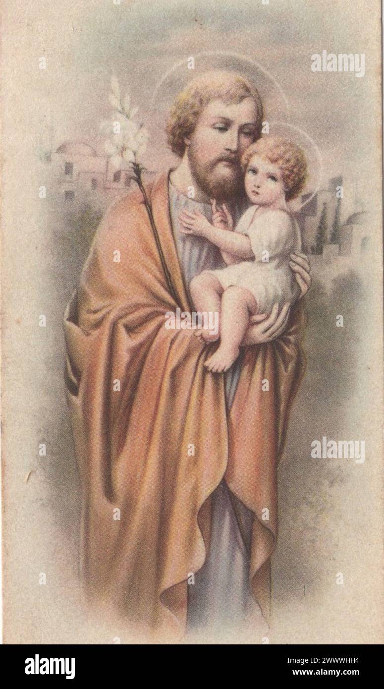 Alte heilige Karte Heilige Familie ( Joseph, Maria Maria und Jesus) Sacra Familia - St Joseph, St Maria, Jesus zusätzliche Rechte-Clearenzen-nicht verfügbar Stockfoto