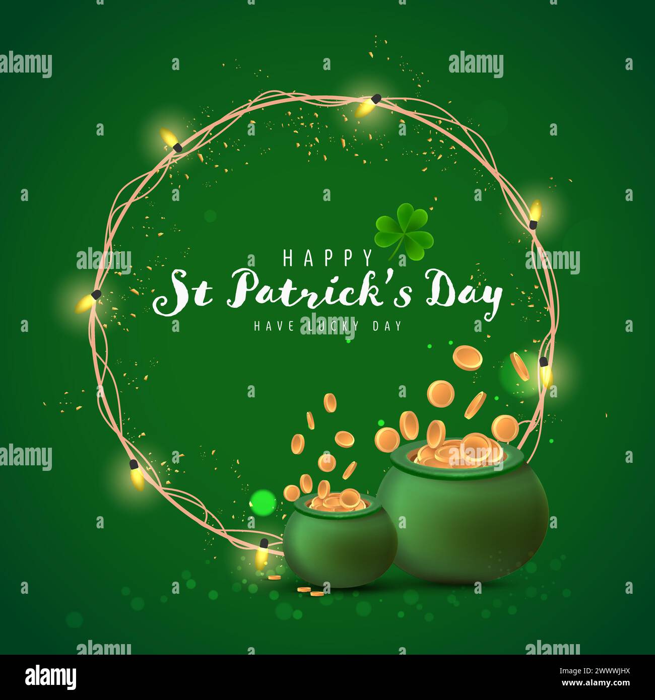 Happy Saint Patrick's Day Grafikvorlage mit Kleeblatt Vektor Illustration Stock Vektor