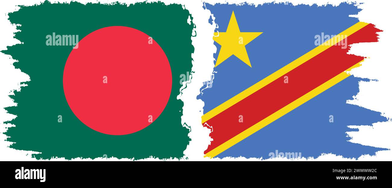 Kongo - Kinshasa und Bangladesch Grunge Flags Verbindung, Vektor Stock Vektor
