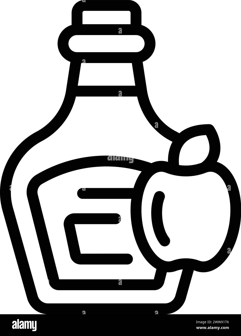 Cidre-Behälter Symbol Konturvektor. Apfelessig-Flasche. Bio-Naturgetränk Stock Vektor